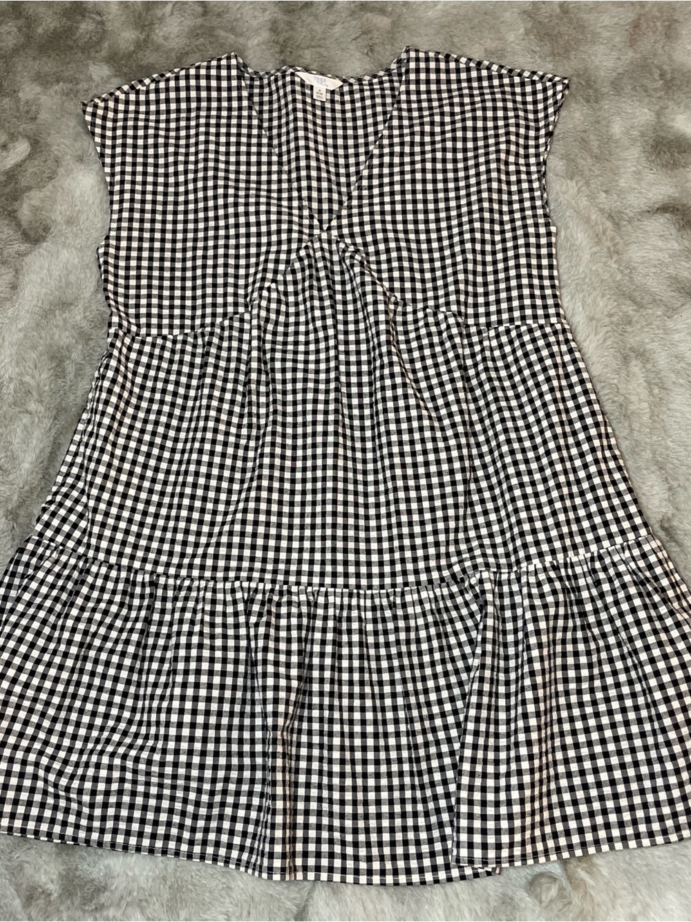 Time and Tru Black and White Gingham Midi Dress-0274